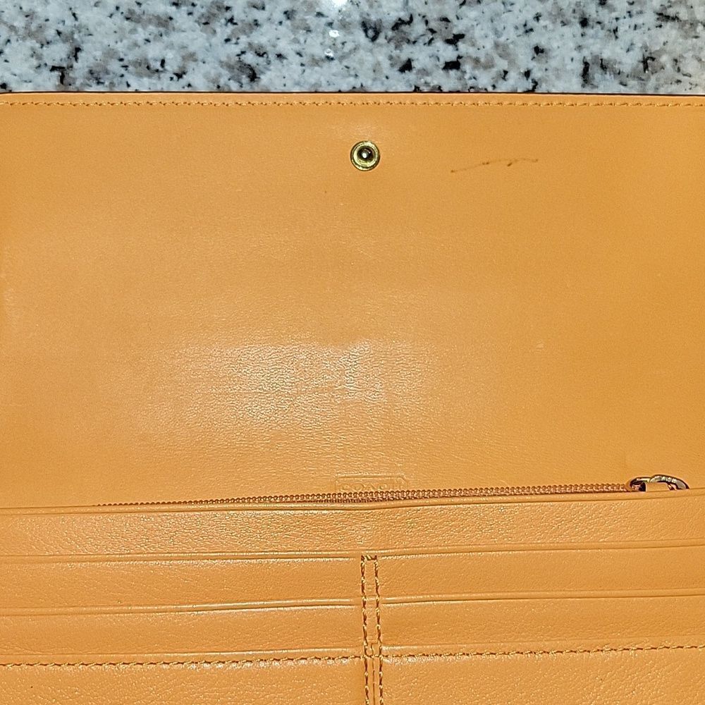 Coach Leather Double Zip Flap Wallet Orange - Picture 13 of 14